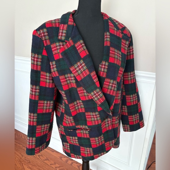 Vintage Plaid Red Green Sports Jacket holidays/ Christmas - Picture 1 of 8